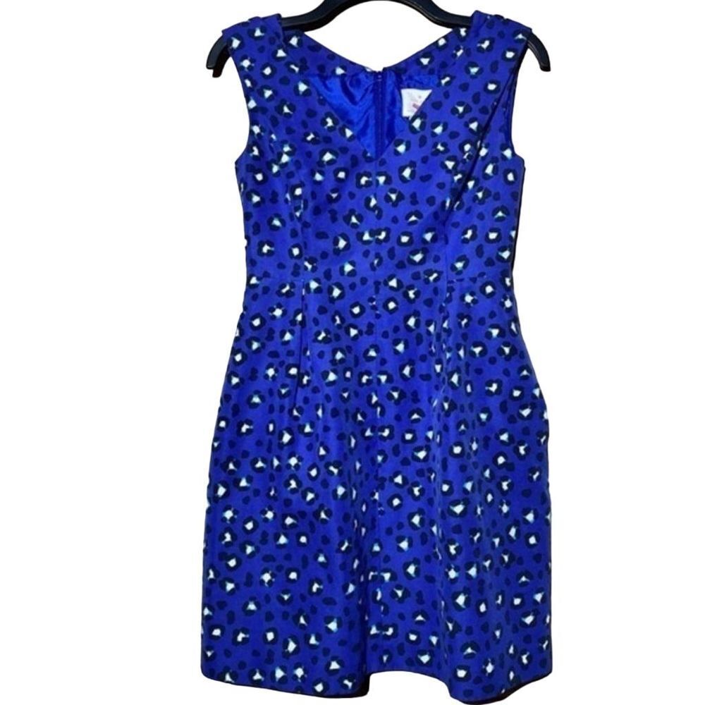 Kate Spade New York Blue Cheetah Sleeveless Fit & Flare Dress Size 2 - Picture 3 of 7